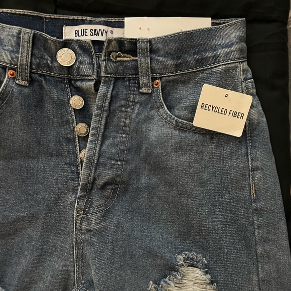 blue savvy high wasted ripped jeans - Picture 5 of 6